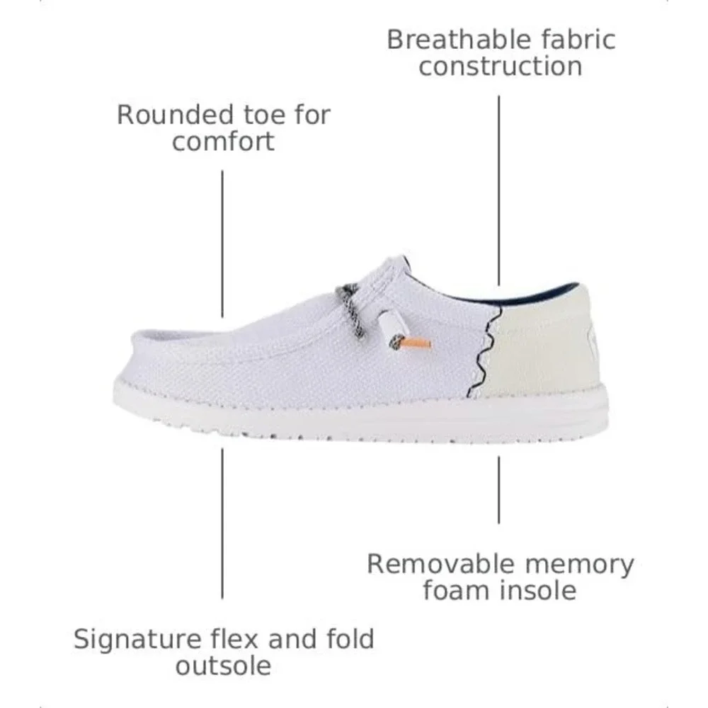 HEYDUDE Men Wally Funk Open Mesh White White Size 9 Lightweight Slip On Loafers